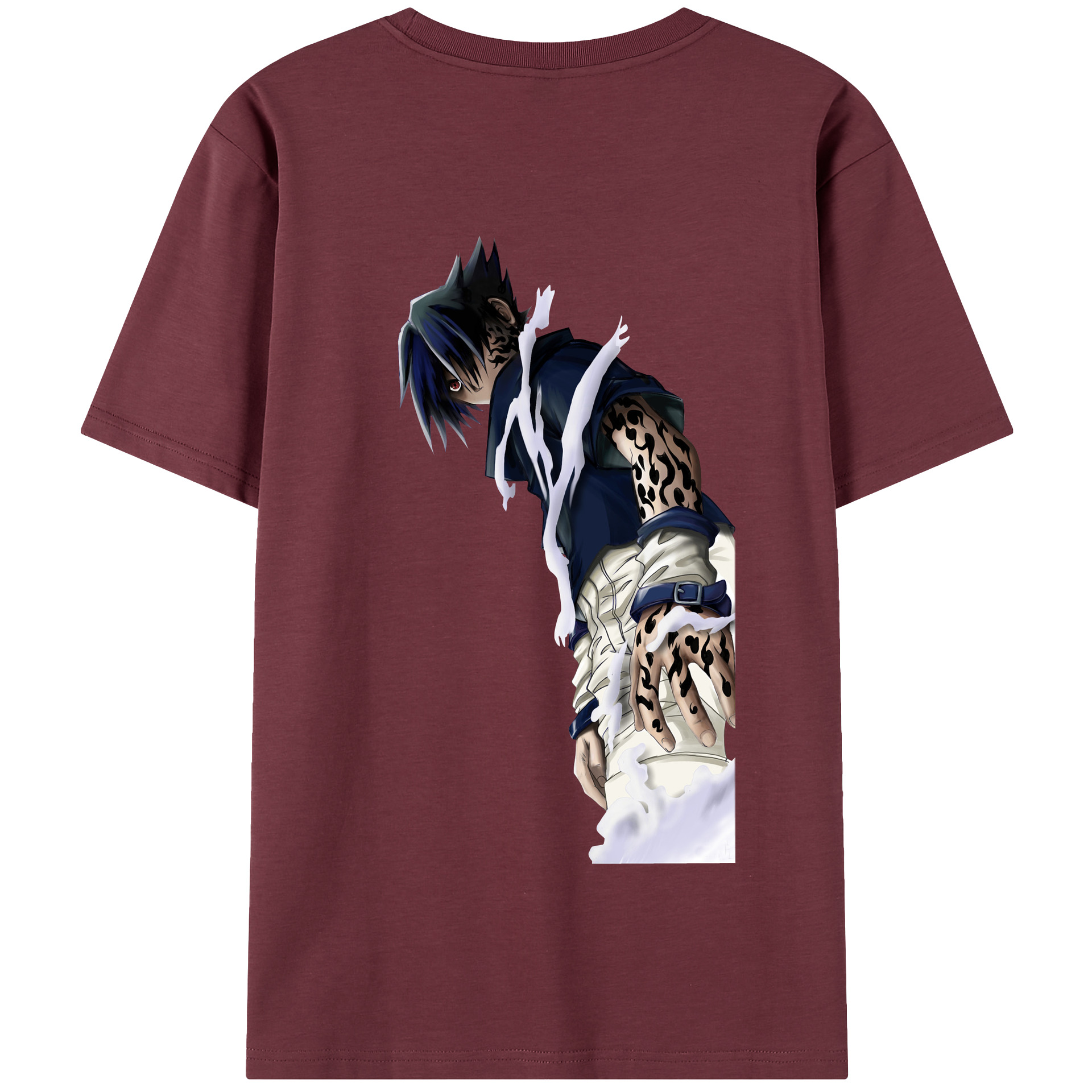 （画像用） NARUTO -ナルト- うちは サスケ Uchiha Sasuke 綿100％半袖Tシャツ（背面プリント）